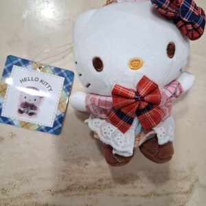 Hello Kitty Plush with Red and Blue Plaid Accents